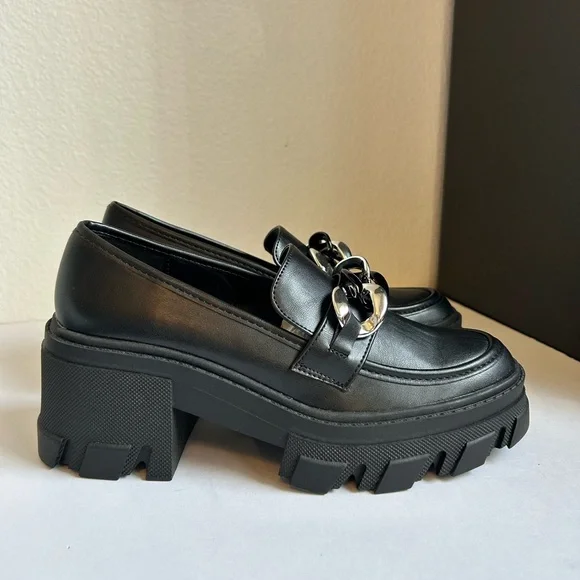 JustFab Drew Lug Sole Loafer Black Size 8.5 - Picture 4 of 9